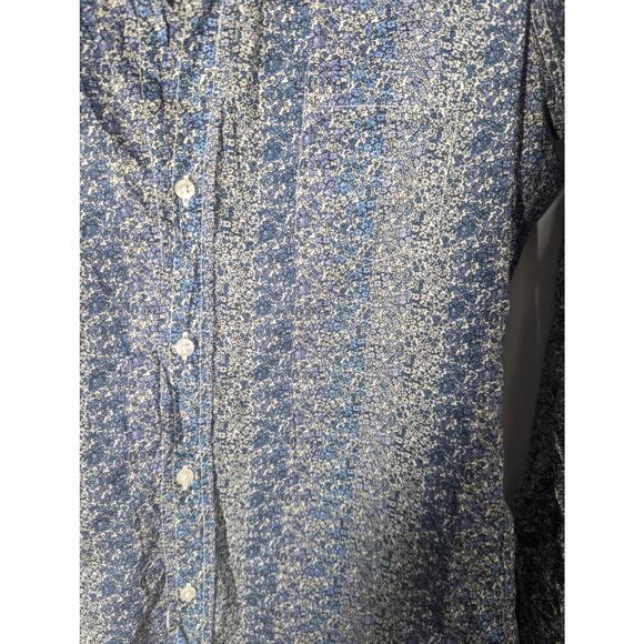 Frank & Eileen Barry Crinkle Long Sleeve Button Front Multi Blue Floral Women S - Picture 9 of 10